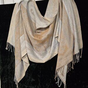 Charming Charlie - Grey/Brown Pashmina Feel with Tassels - Scarf